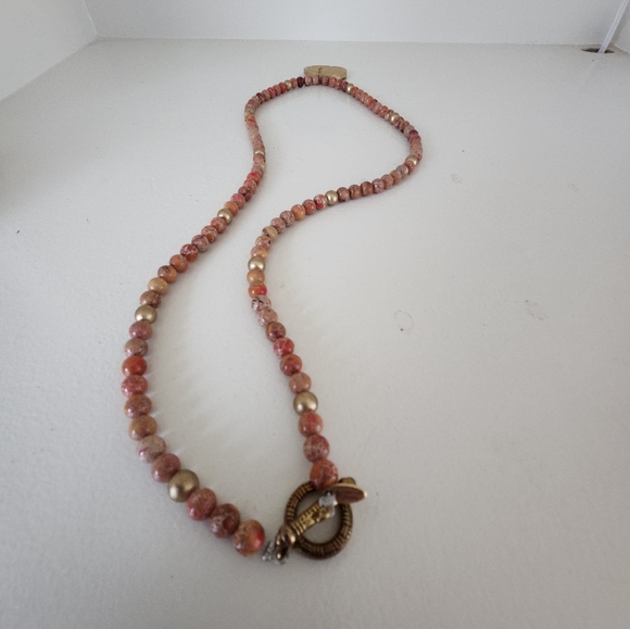 Hidden Truth Orange Sea Sediment Jasper with Gold Leafed Medallian - Picture 9 of 9